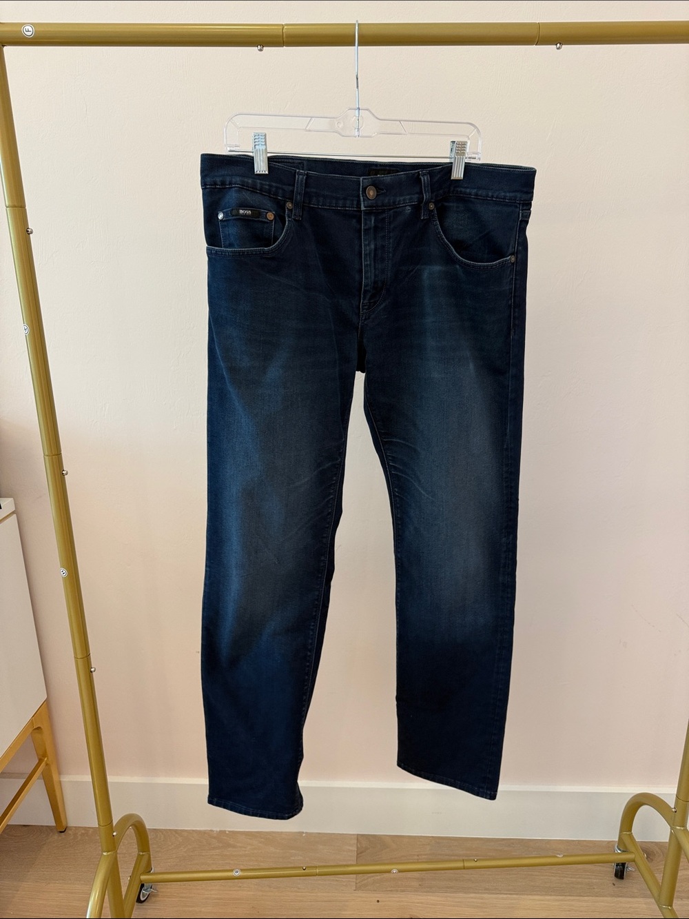 Boss Men's Straight Jeans in Dark Blue